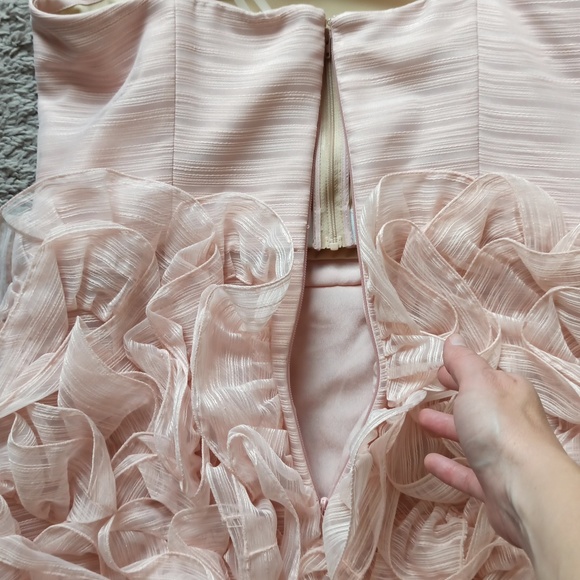 NWT Halston Heritage Strapless Ruffle Pink Mini Dress - Picture 6 of 14